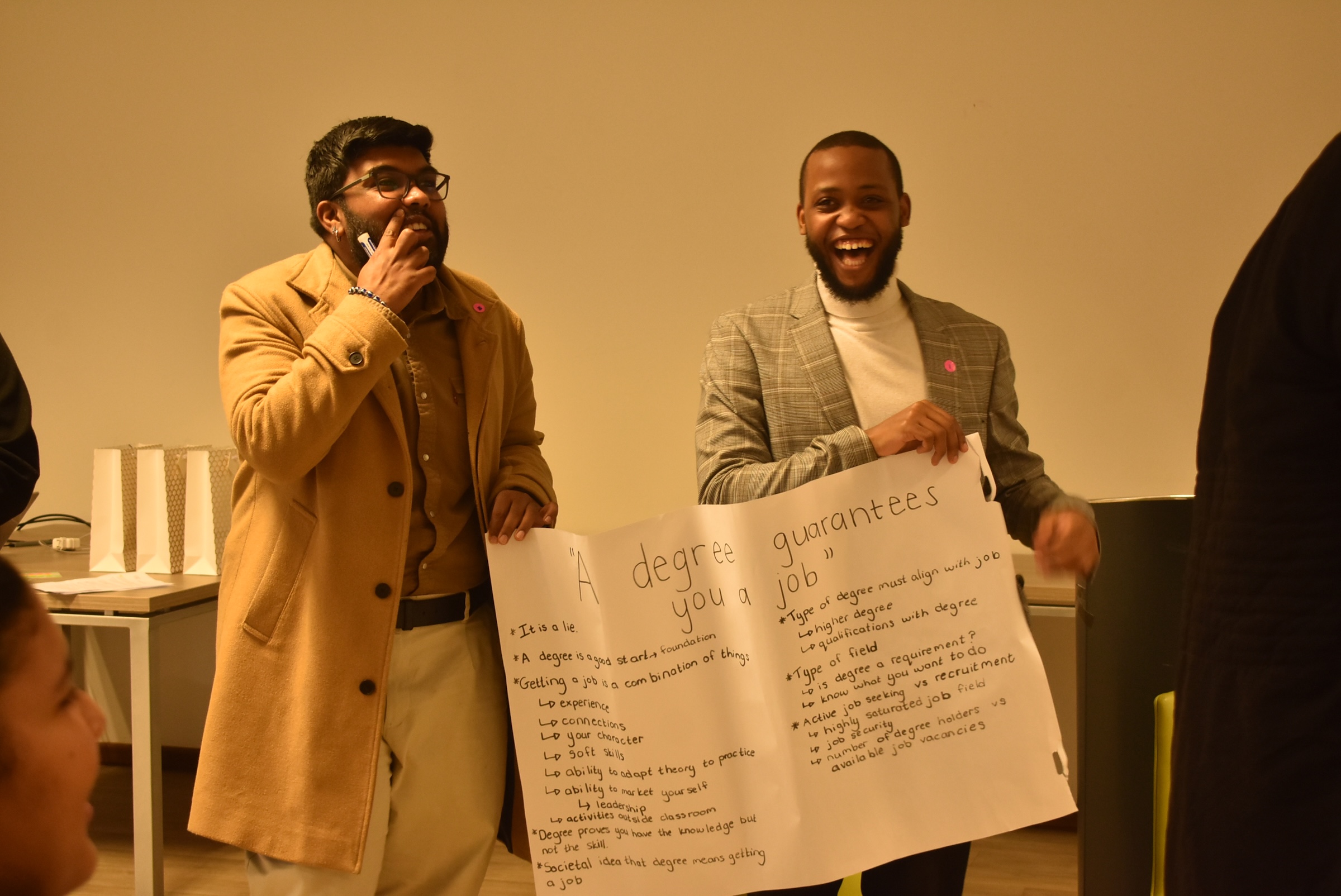 Participants holding a poster